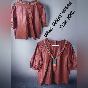 NEW LEATHER TOP WHO WHAT WEAR IN MARRÓN COLOR
